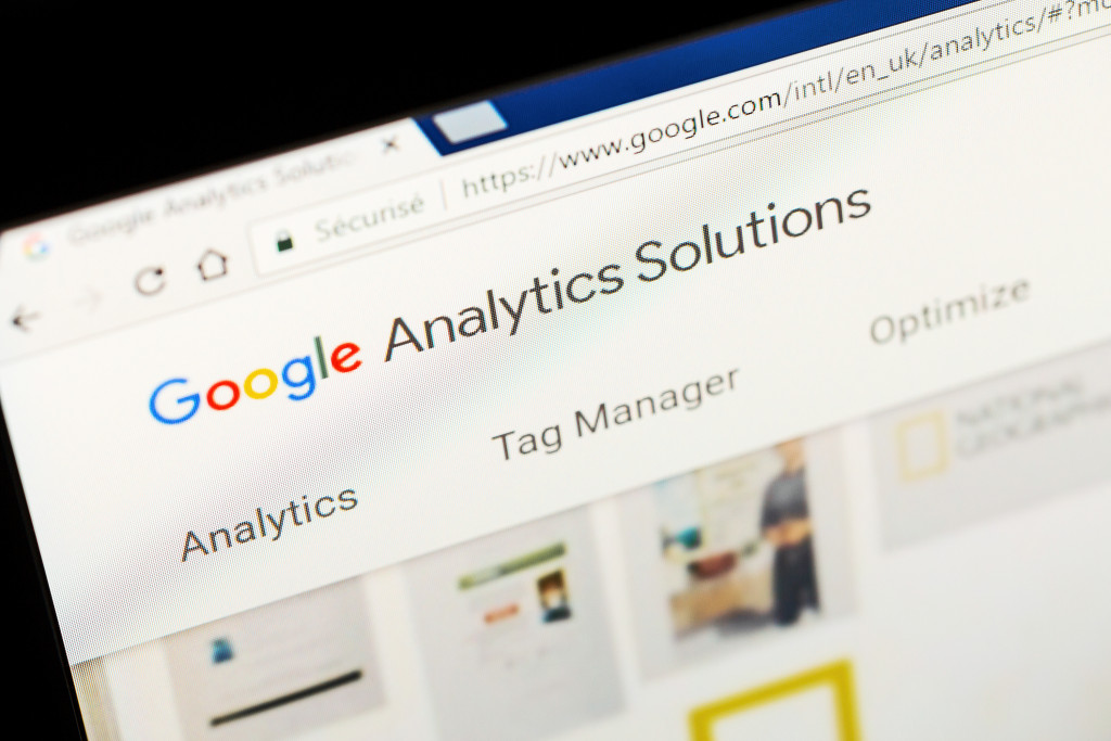 a laptop screen showing the google analytics webpage