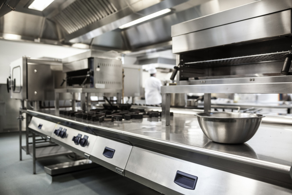 stainless steel and clean kitchen equipment